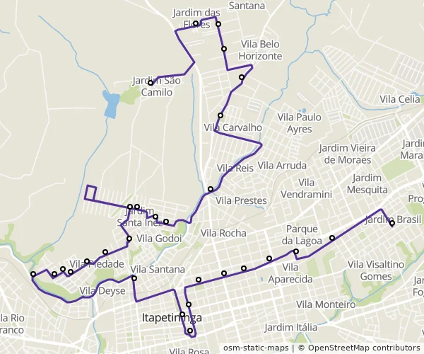 Mapa do itinerário da linha